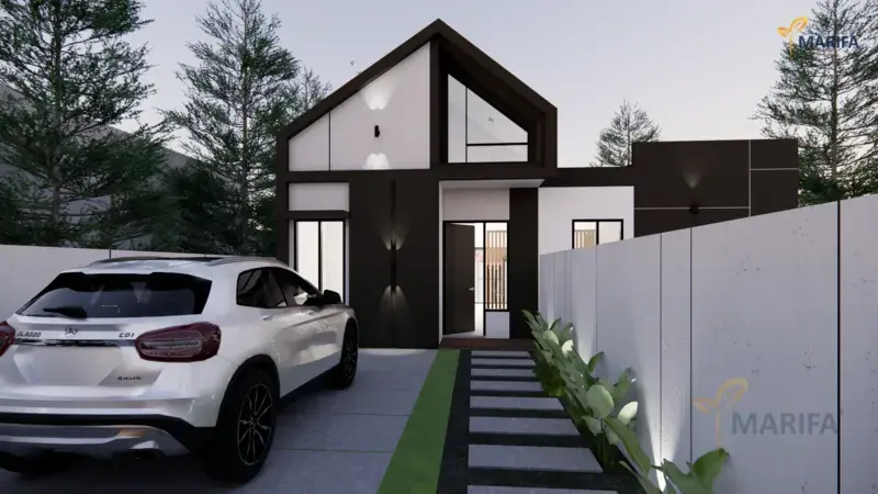 ilustrasi rumah dalam tahap konstruksi dengan dokumen kredit bank 6a6c17dcd71d5