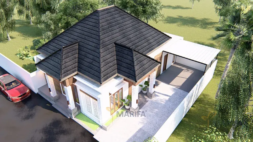 rumah idaman yang sudah selesai dibangun dengan halaman rapi