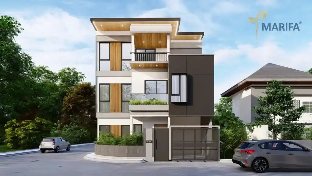 interior vila dengan jendela lebar menghadap kebun teh